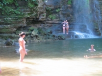 Relaxing bath in the waterfall