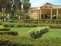 Panoramic hotel entrance view