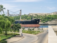 Hotel terrace and Havana bay entrance panoramic view