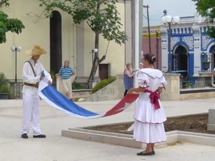 Lowering the flag ceremony, Parque Agramonte, Camaguey City