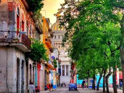 Old havana street,  panoramic view, Havana city